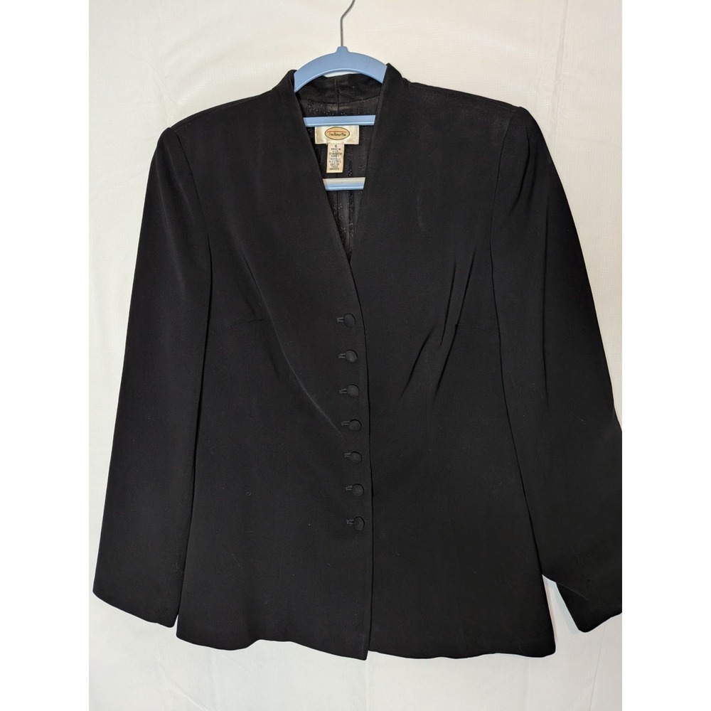 TALBOTS VTG Women's Business Casual‎ Collarless Black Blazer Made in USA Size 6